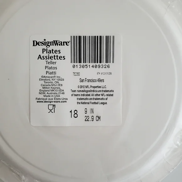 NFL San Francisco 49ers 9-inch Paper Plates | 1 Pkg | 18 Ct./Pkg - Picture 3 of 4